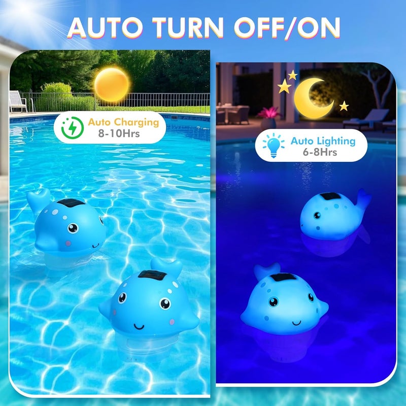 Blufree Pool Chlorine Floater, Solar Chlorine Tablet Floater w/Adjustable Release, Glow in The Dark Large Capacity Whale Floating Chlorines Dispenser for Pool Hot Tub Spa Fits 3 Inch Tabs - Image 4